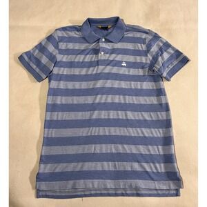 Brooks Brothers Mens Striped Polo Shirt Blue Gray 100 % Cotton Short Sleeve M